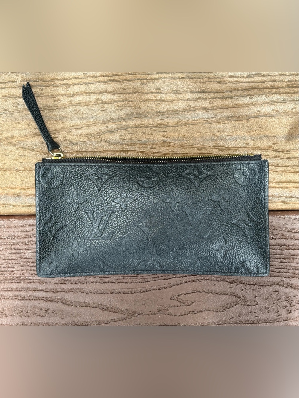 Louis Vuitton Black Monogram Embossed Leather Zip Pouch